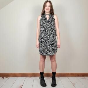 Loft Floral Shift Dress Teal Gray SP